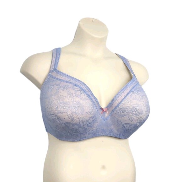 Cacique Womens Bra Modern Lace Balconette 44F Blue Underwire Lane Bryant - Picture 3 of 10